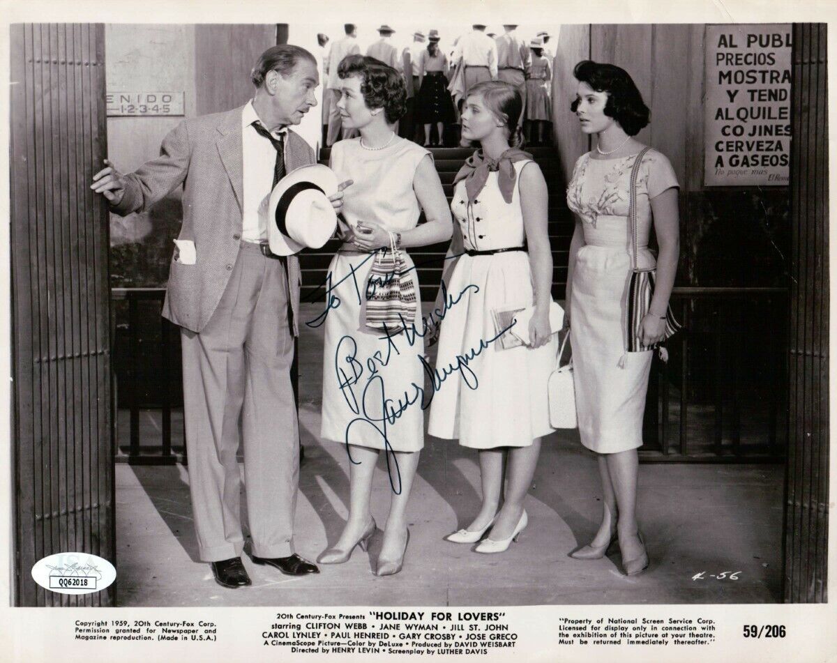 Jane Wyman Signed Autographed 8X10 Photo Poster painting Holiday for Lovers JSA QQ62018