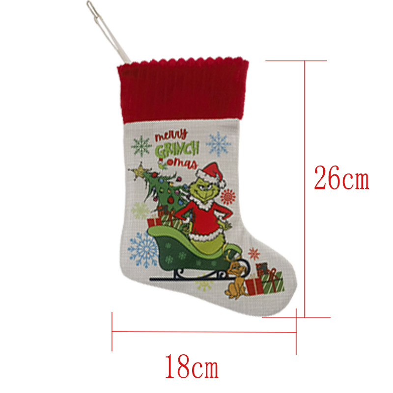 Grinch Themed Christmas Decoration Set: Stockings,  Tree Skirt,  Table Runner