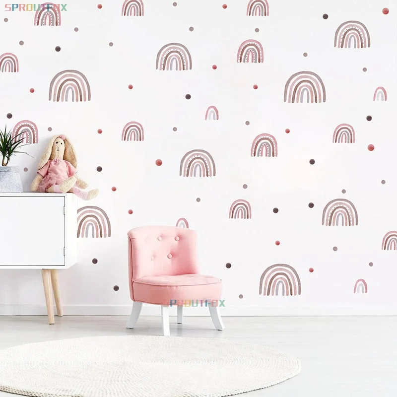 Rainbow Dots Wall Stickers Bedroom Wallpaper On The Wall Paper For Fourth Bohemia Style Stickers Wallpaper In The Nursery