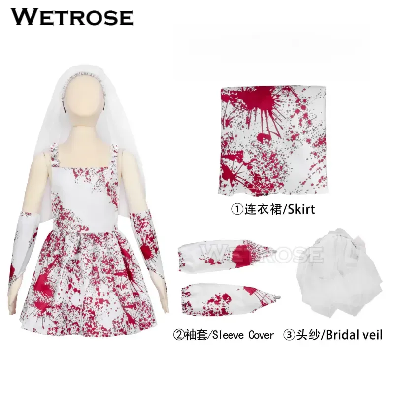 [Wetrose] In Stock Bloody White Wedding Bride Horror Party Outfit Cosplay Costume Halloween Xmas