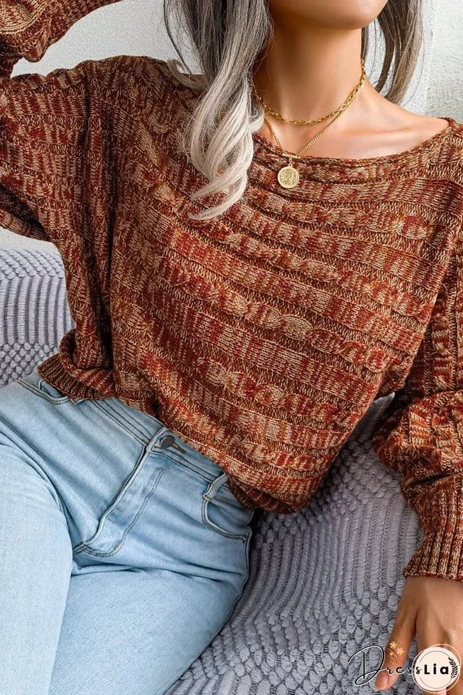 Cable Knit Wide Shoulder Short Length Sweaters Top