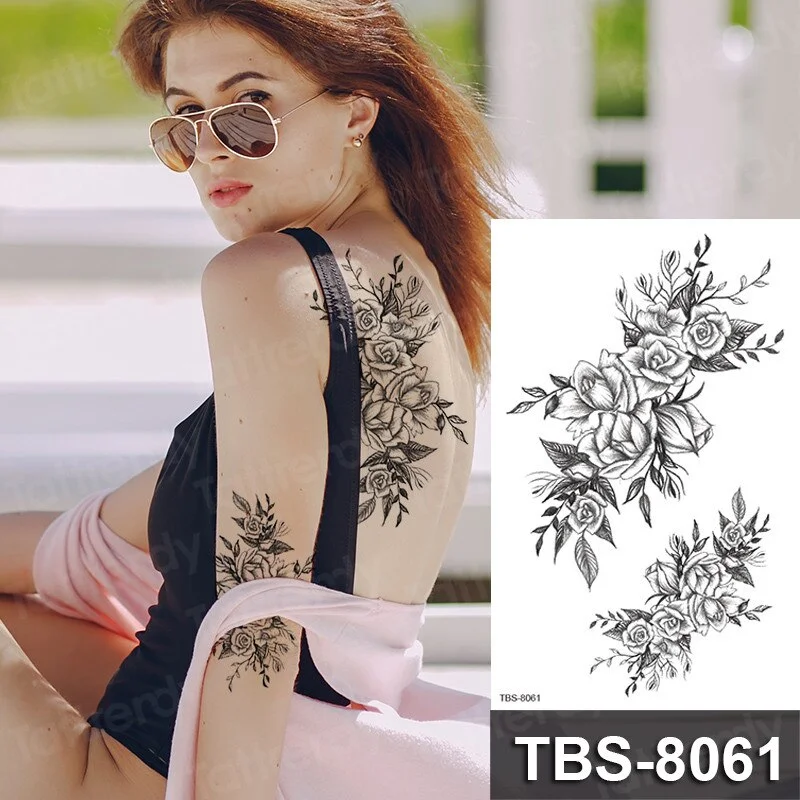 mandala temporary tattoo sticker lace black henna sex tattoo for woman under breast tattoo underboob sketches tattoo designs