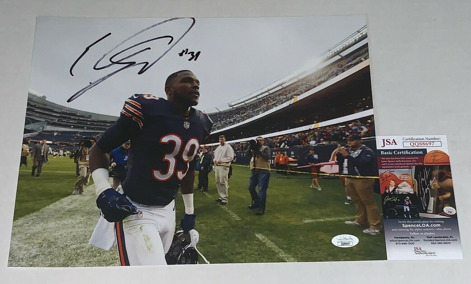 Eddie Jackson signed Chicago Bears 11x14 Photo Poster painting autographed JSA