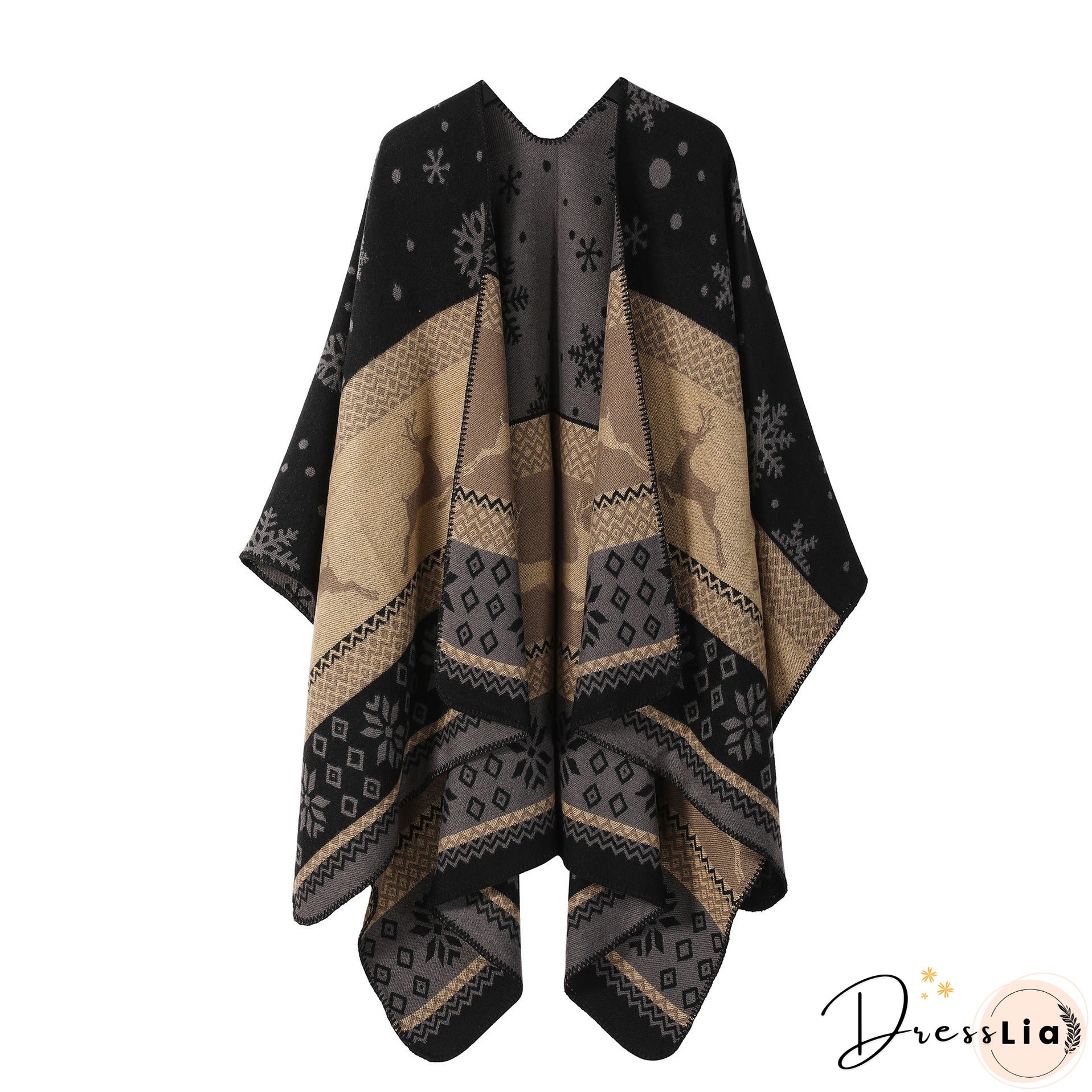 Ethnic style shawl, women's outfit, double-sided imitation cashmere scarf, blanket cape, autumn and winter Christmas day cape, thickened