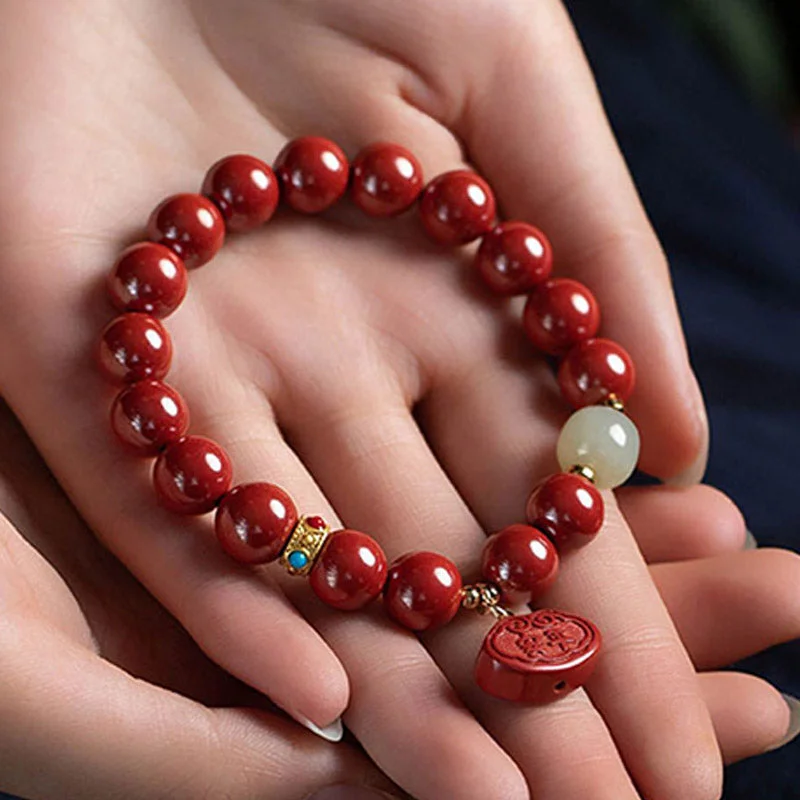 Cinnabar Jade Healing Protection Charm Bracelet
