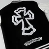 Chrome Hearts Layered Cross Varsity Jacket - Black White Street Style Outerwear 2208