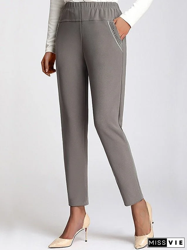 Women‘s Skinny Chinos Work Dress Pants Trousers Casual Grey Black Deep Blue Fashion Streetwear Daily Wear Pocket Full Length Soft Plain XL 2XL 3XL 4XL 5XL