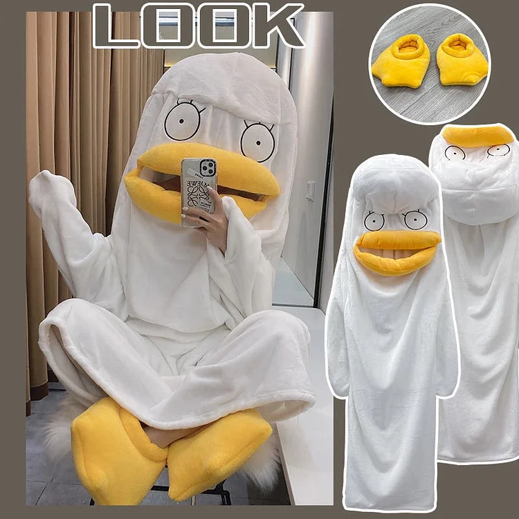 Funny Duck Cosplay Hooded Sleep Jumpsuit Pajamas - Gotamochi Kawaii Shop, Kawaii Clothes