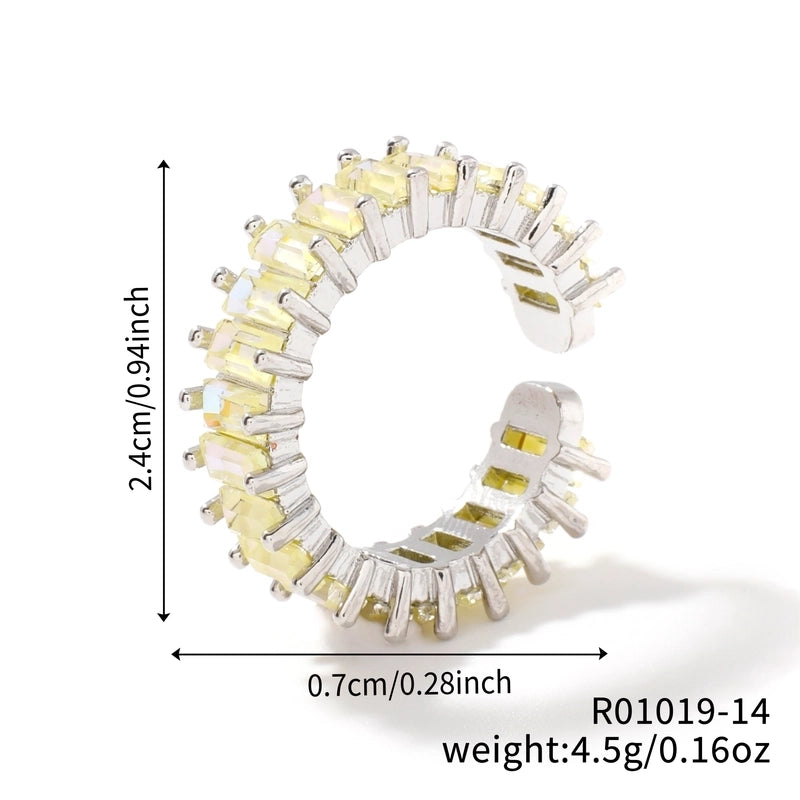 Copper K Gold Plated Rhodium Plated Inlay Round Zircon Open Rings