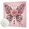 Rosenschmetterlings-Diamant-Kunstperlen-Malset mit Rahmen 9,84x9,84 Zoll f&uuml;r Erwachsene
