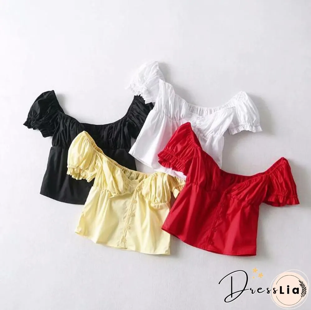 Elastic Arms On or Off Shoulders Cupped Bustier Button Through Top