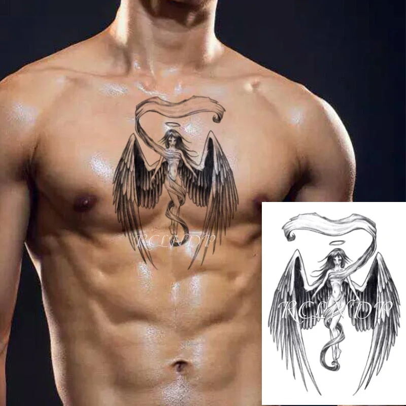 Waterproof Temporary Tattoo Sticker cool eagle wing angel Fake Tatto Flash Tatoo Lucifer Abdomen Arm tatouage for Girl Woman Man