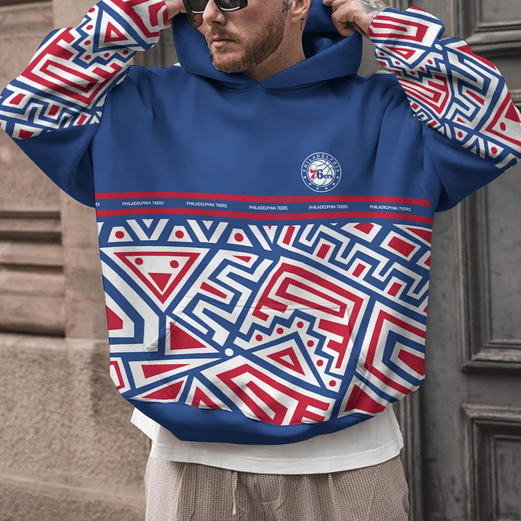 Philadelphia 76ers Printed Hooded Pocket Pullover Hoodie