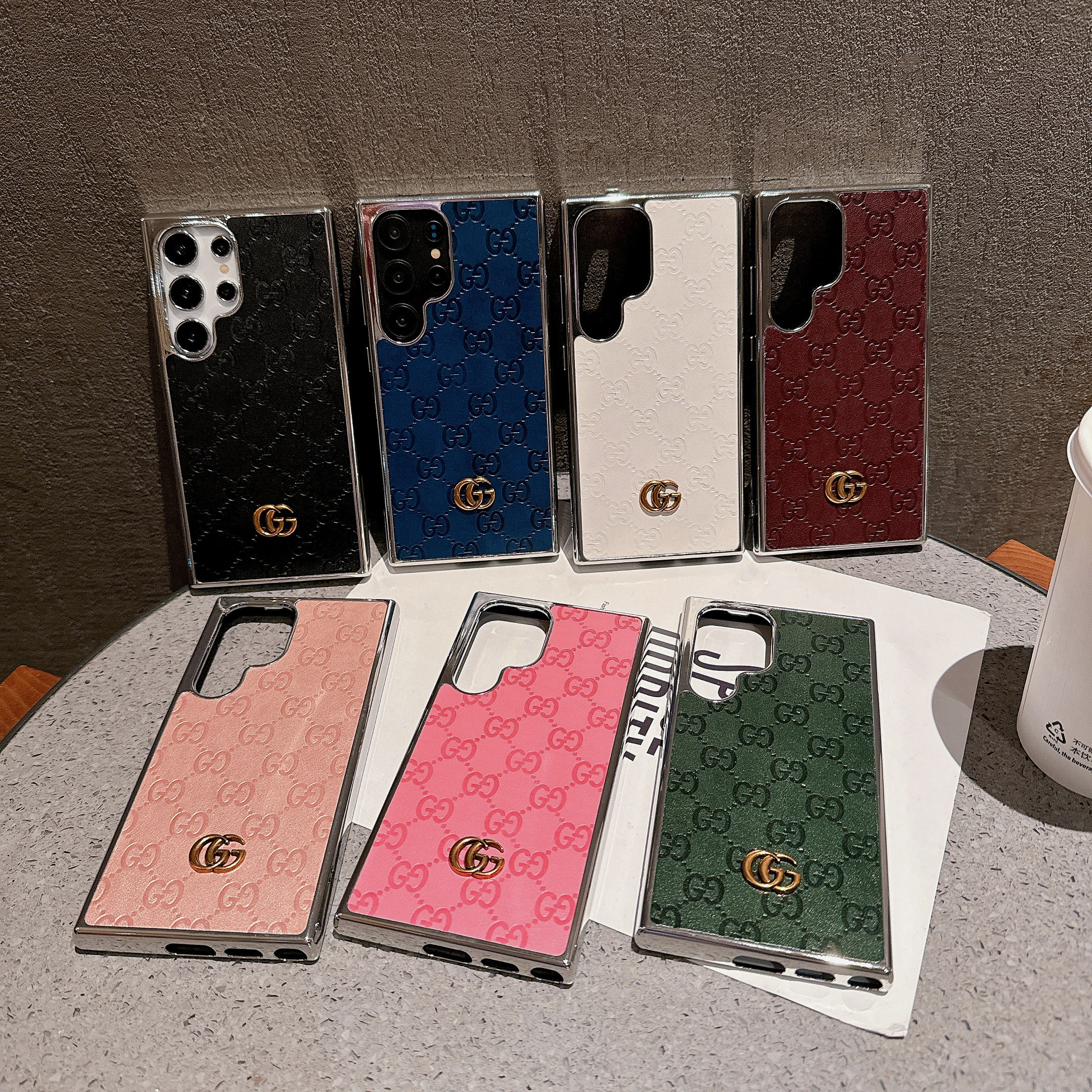 Gucci Ophidia GG Embossed Leather Electroplating Apple iPhone Case Samsung Galaxy Cover