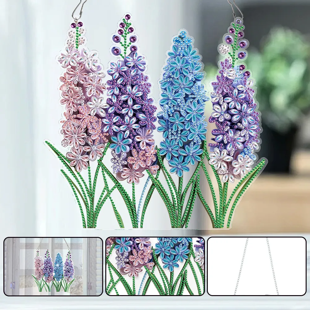 Lavender 2D Flat DIY Hanging Diamond Art Kits Window Hanging Art for Home Decor