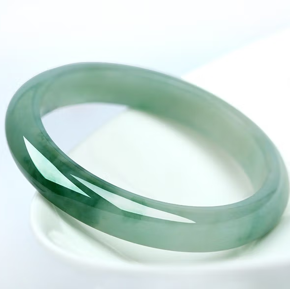 High Standard Burmese Jadeite Jade Bangle Bracelet with Ice Texture and Green Floating Flowers - Perfect Gift for Women with Gift Box Included