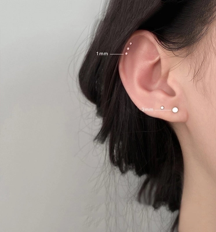 1 Pair 925 Sterling Silver Solid Color Ear Studs