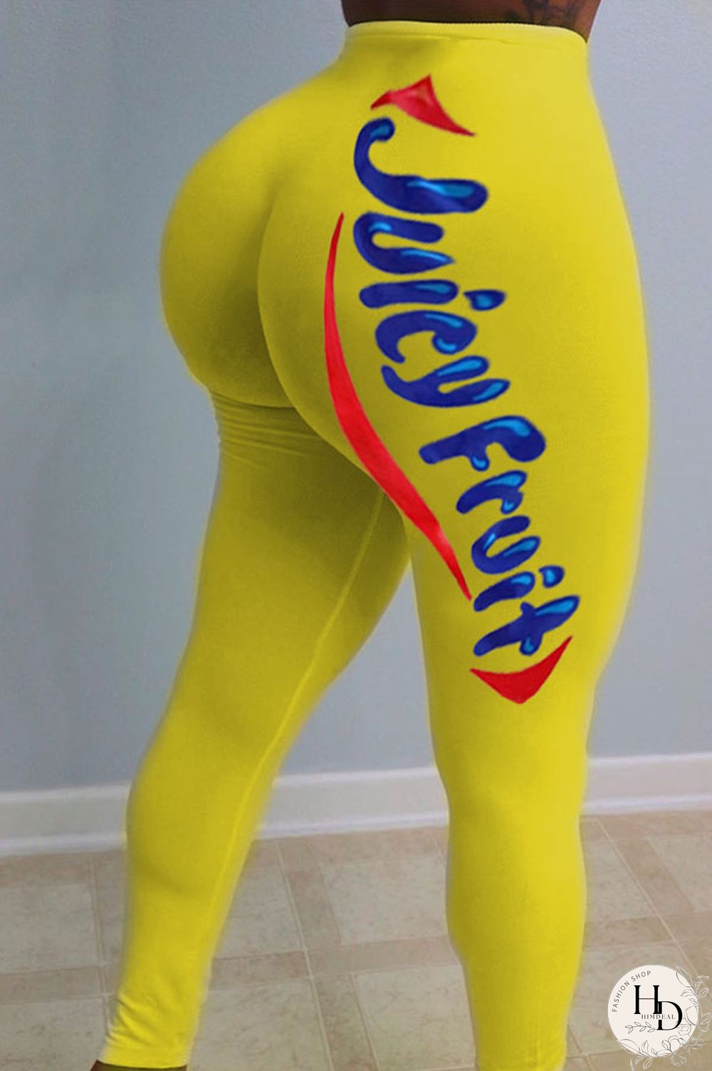 Black Elastic Fly Mid Print Straight Pants Bottoms