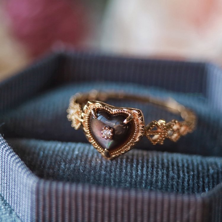Sterling Silver Gold Plated Labradorite Heart Shaped Ring