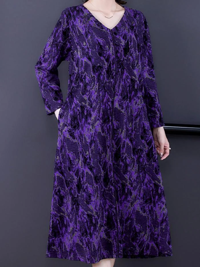 Elegant V-neck Mid-length Dress