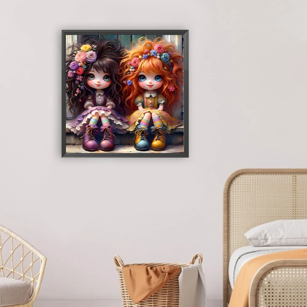 Full Round Diamond Painting 30*30cm - Curly Hair Girl