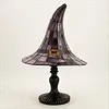 Resin Stained Glass Witch Hat Lamp USB Powered Gothic Wizard Hats Night Light Halloween Home Decor Accent Lamps for Home Office Dormitory Bar Decorate