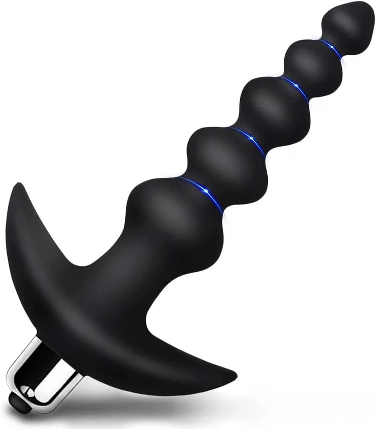 Vibrating Anal Beads Butt Plug - Flexible Silicone 16 Vibration Modes