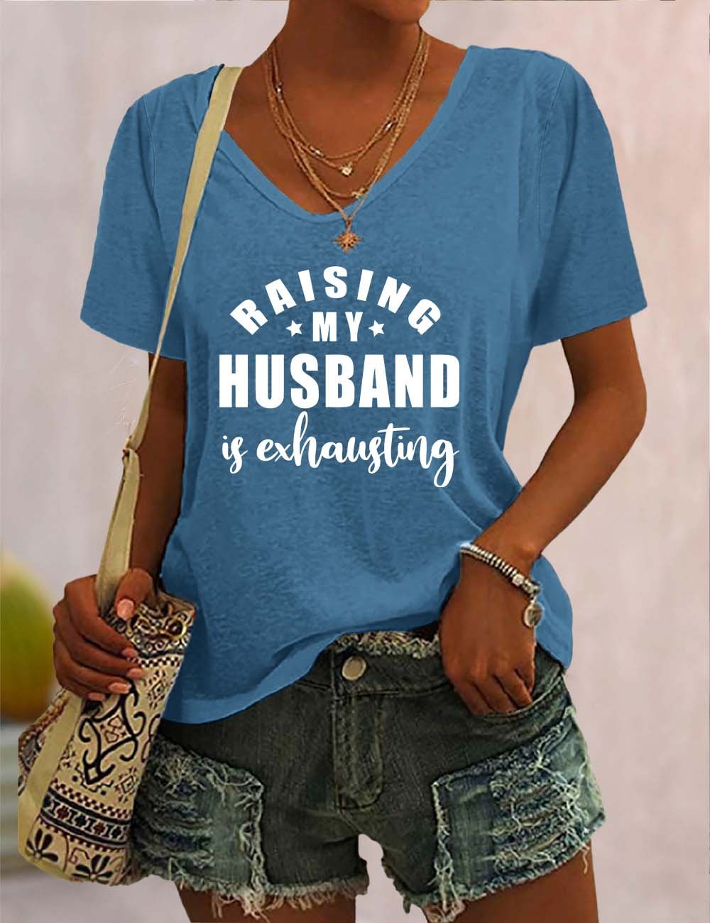 Raising My Husband Is Exhausting V-Neck T-Shirt