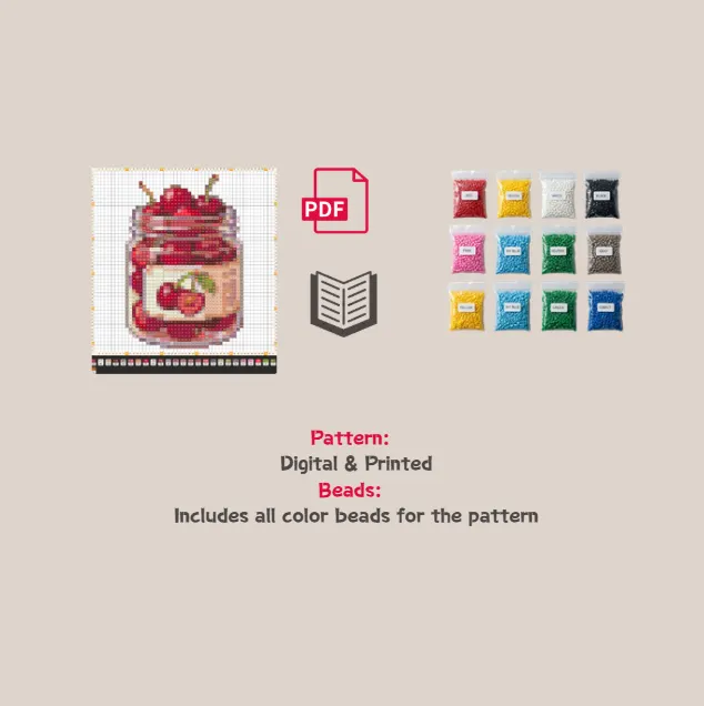 Cherry Jar Pixel Pattern Fuse Bead Kit  | Cute DIY Fuse 1390 Beads Set