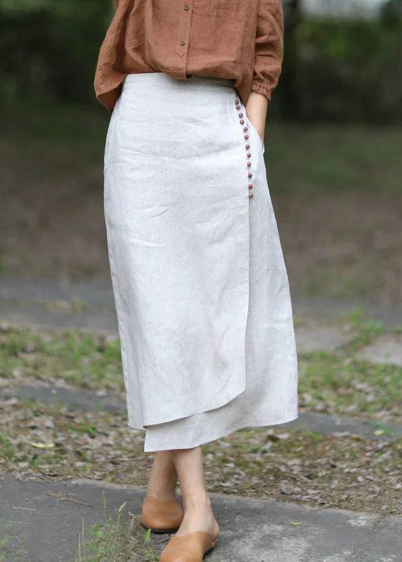 Boutique White asymmetrical design elastic waist A Line Skirts
