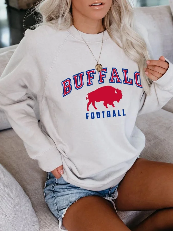 Women's Buffalo Football Print Casual Sweatshirt