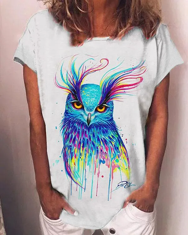 Animal Print Casual Short Sleeves Shirts & Top