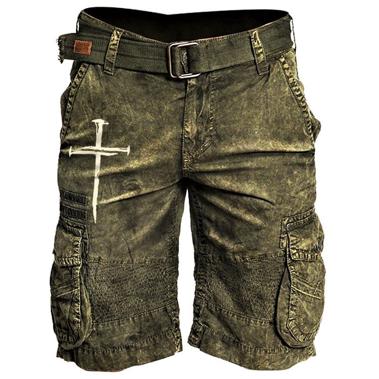 Mens Cross Printed Casual Tactical Shorts