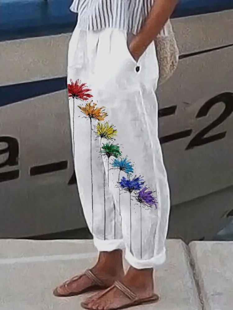 2022 Spring Summer Women Casual Bottoms Female Loose Streetwear Long Pocket Pants Fashion Print Slim Mid Waist Pencil Pants New