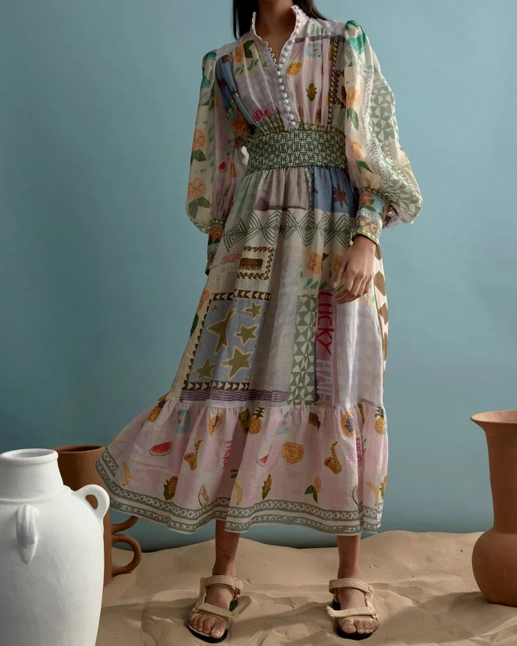 Long sleeve long midi dress