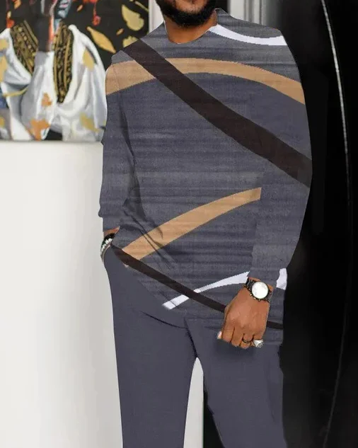 Suitmens Men's Casual Color Blocking Long Sleeve Walking Suit-163