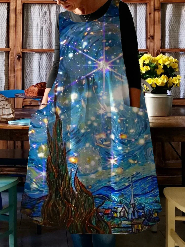 Women Starry Night & JWST Image Star Print Casual Dress