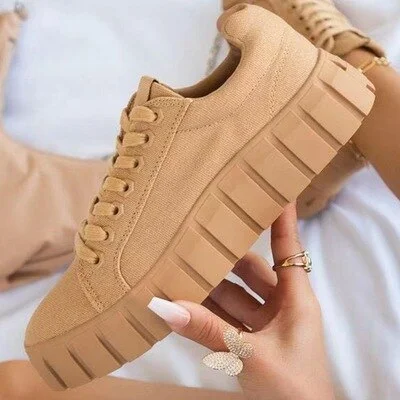 New Canvas Shoes Comfort Casual Shoes for Women Ladies All-Match White Shoes Platform Thick Bottom Women Shoes Plus Size