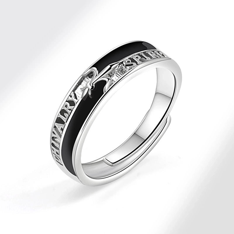 Minimalist Geometric Letter Copper Plating Hollow Out Open Rings