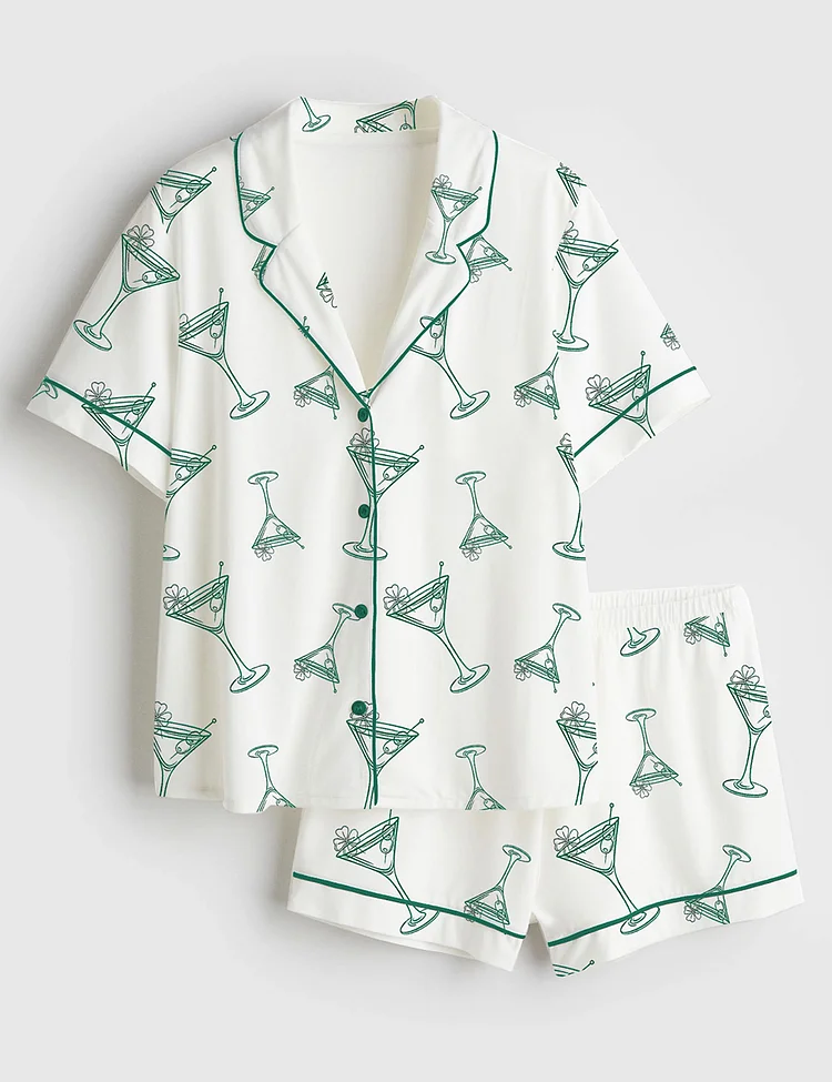 Women&rsquo;s A Tini Bit Irish St. Patrick's Day Retro Irish Vibes Short Sleeve Satin Pajama Set