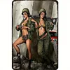 Army Pin Up Girl Sexy Nude Two Hot Females Soliders - Vintage Metal Signs(8*12Inch/12*16Inch)-Pin-up-girls
