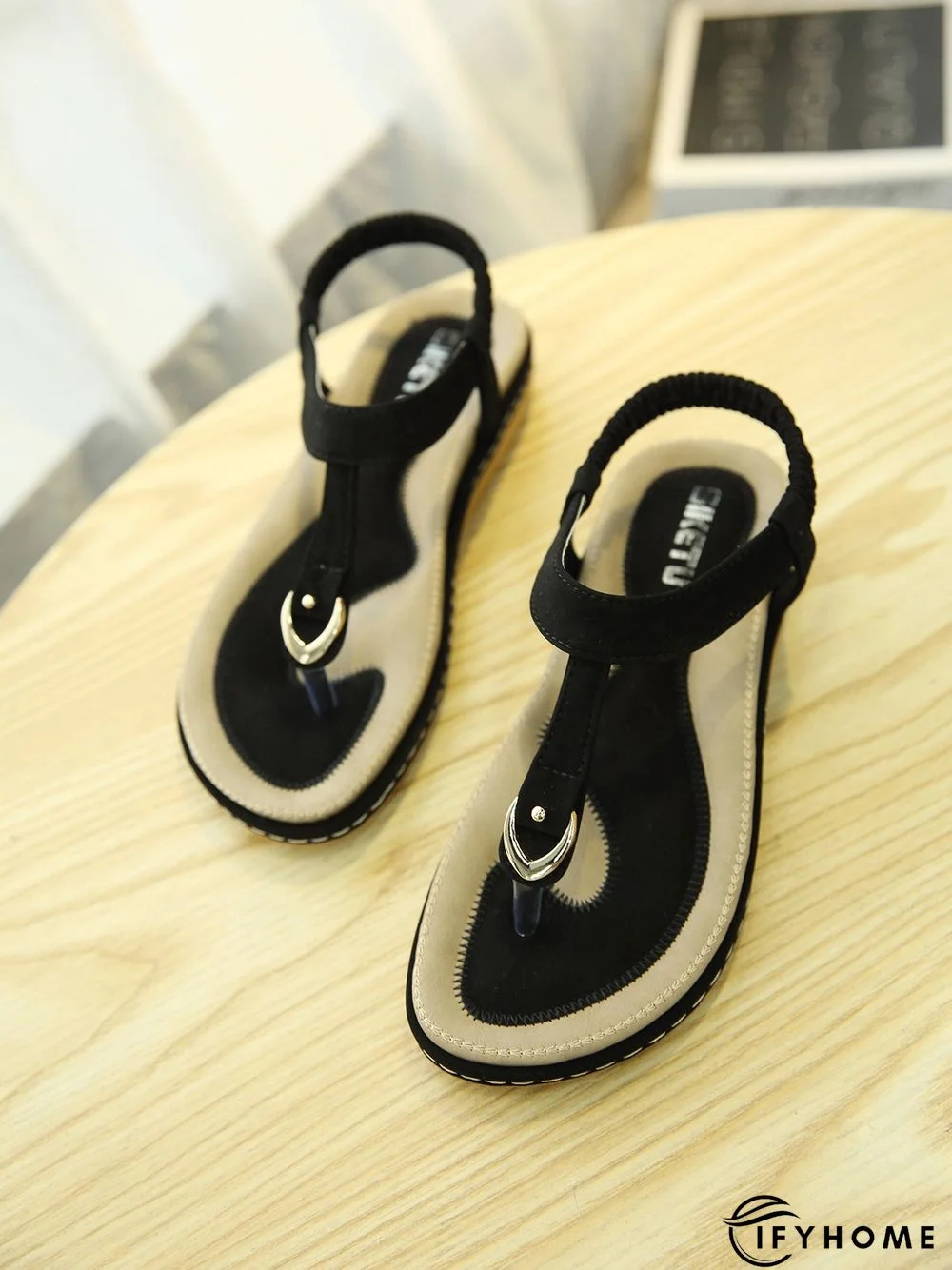 Women's Beach Metal Buckle Trim Flip-On Sandals | IFYHOME