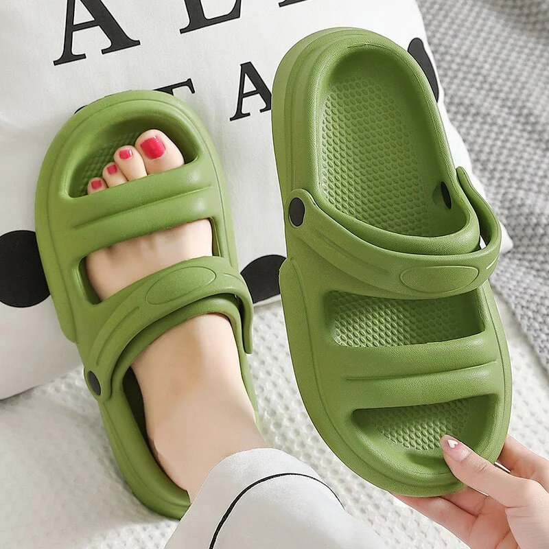 Summer Women Flip Flops Slippers Solid Thick EVA Platform Non-Slip Heel Sandals Home Outdoor Beach Couples Men's Ladies Shoes