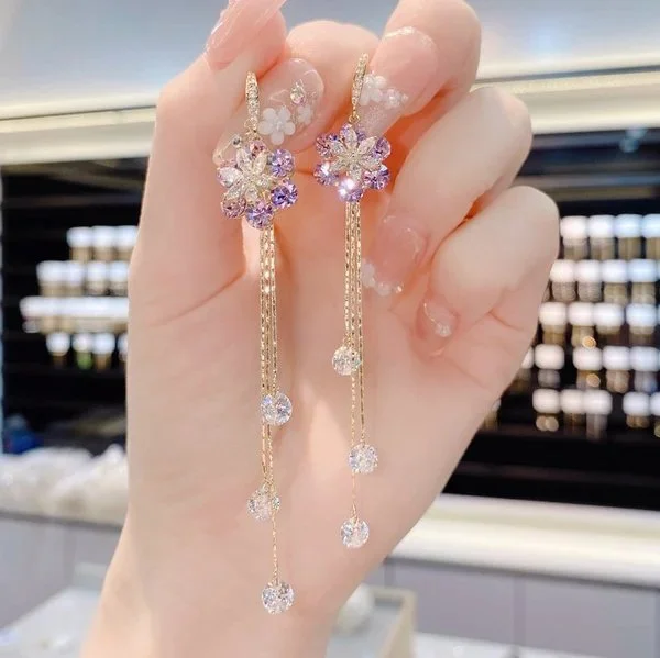 🔥Summer Promotion 49% OFF🌸Purple Flower Tassel Earrings