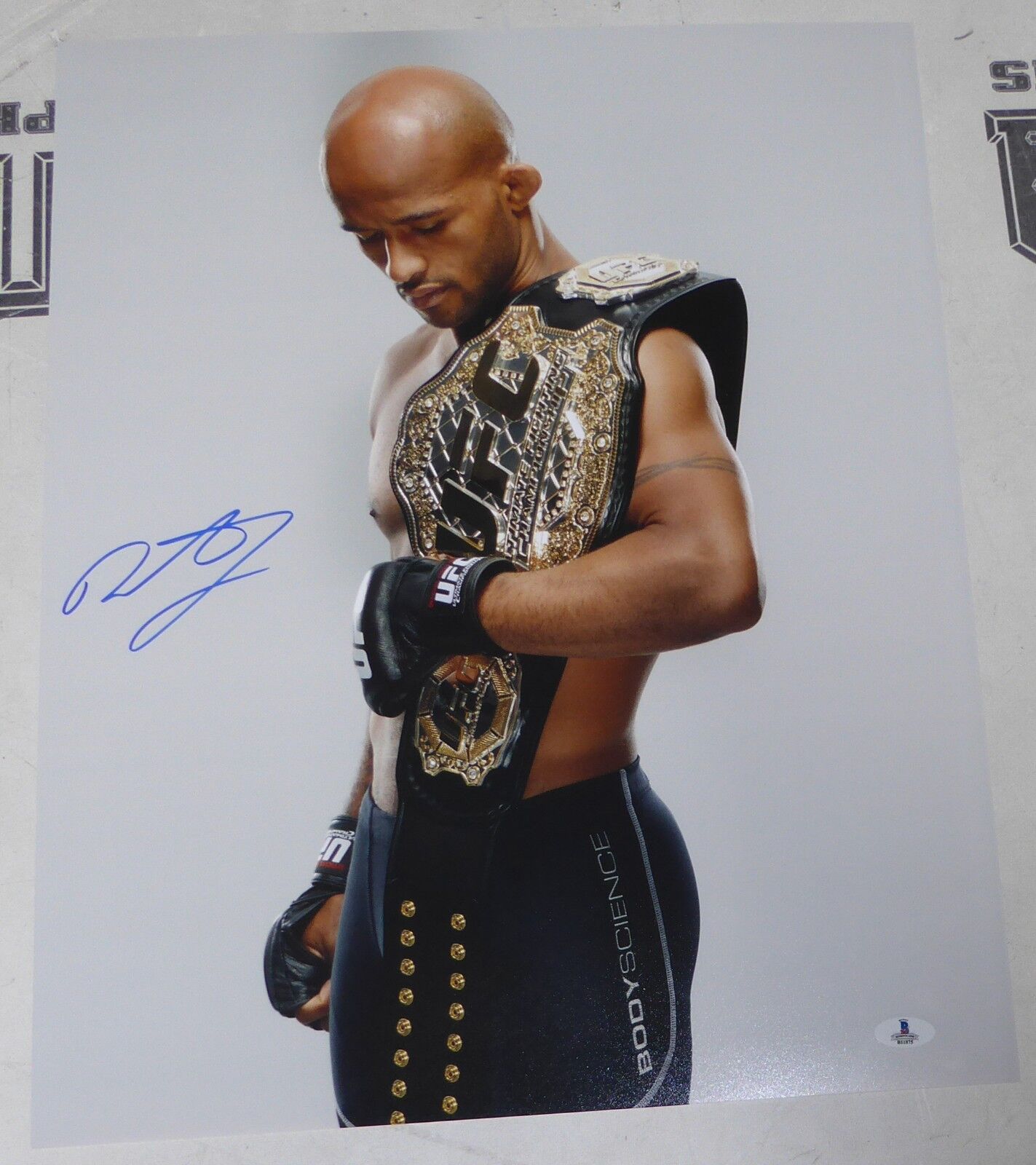 Demetrious Johnson Signed UFC 16x20 Photo Poster painting BAS Beckett COA Picture w/ Belt Auto 4