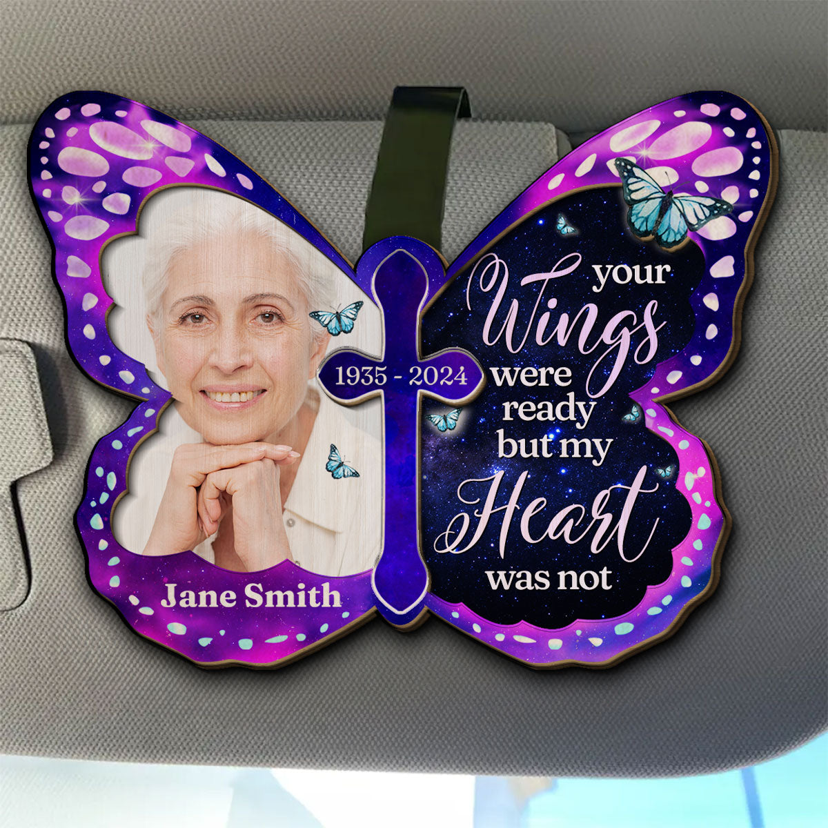 Loveyoufancy Your Wings Were Ready - Personalized Custom Car Visor Clip
