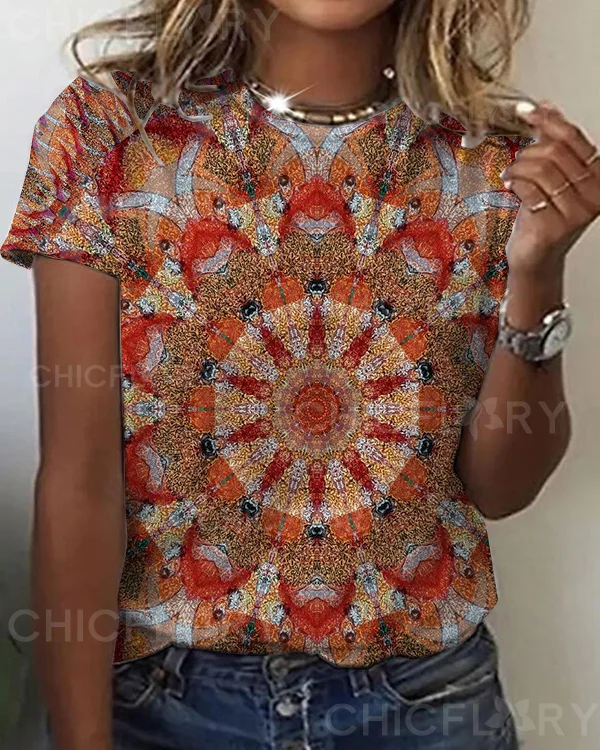 Women's Mandala Vintage Crew Neck Top