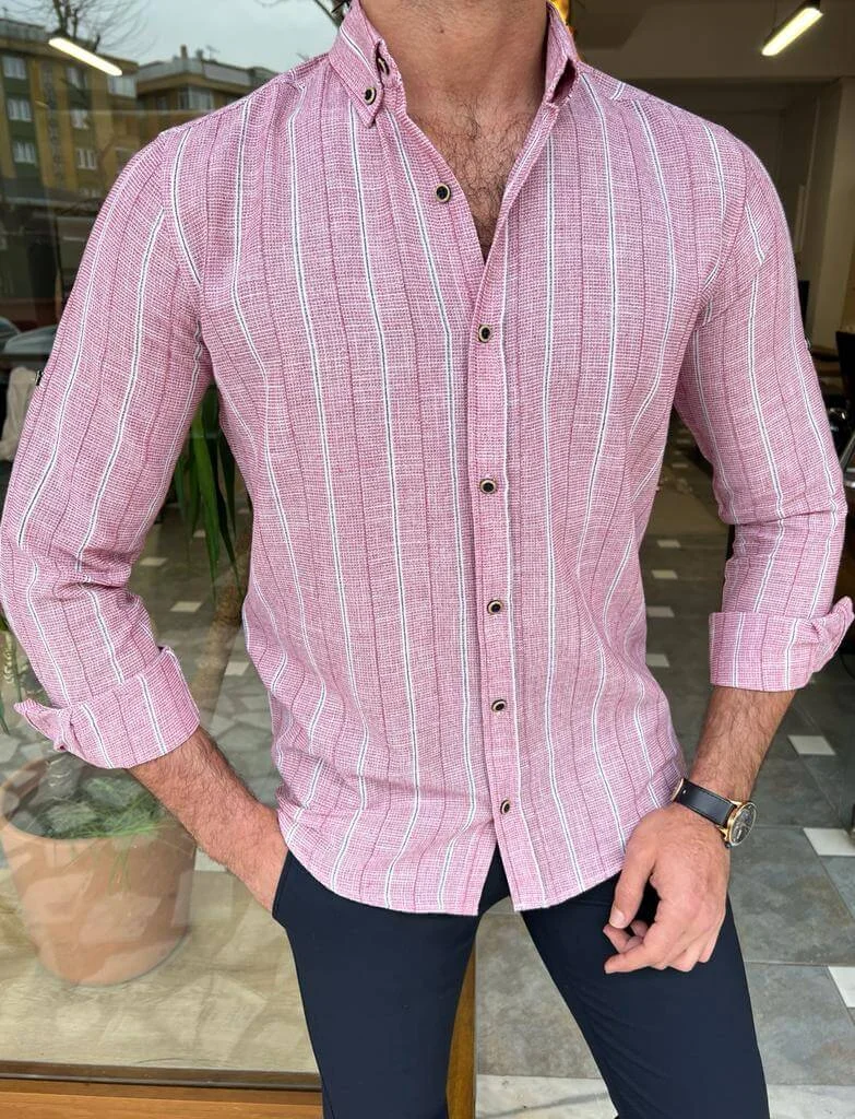 Striped Red Cotton Shirt