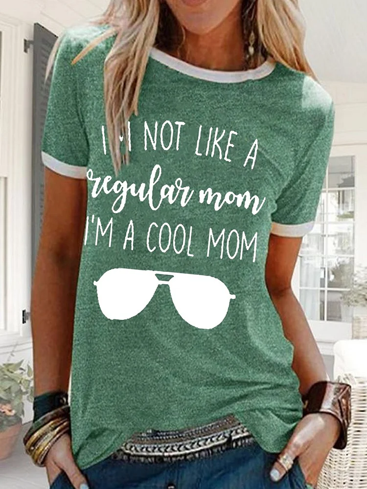 Bestdealfriday Cool Mom Sunglass Graphic Print Short Sleeve Round Neck Tee