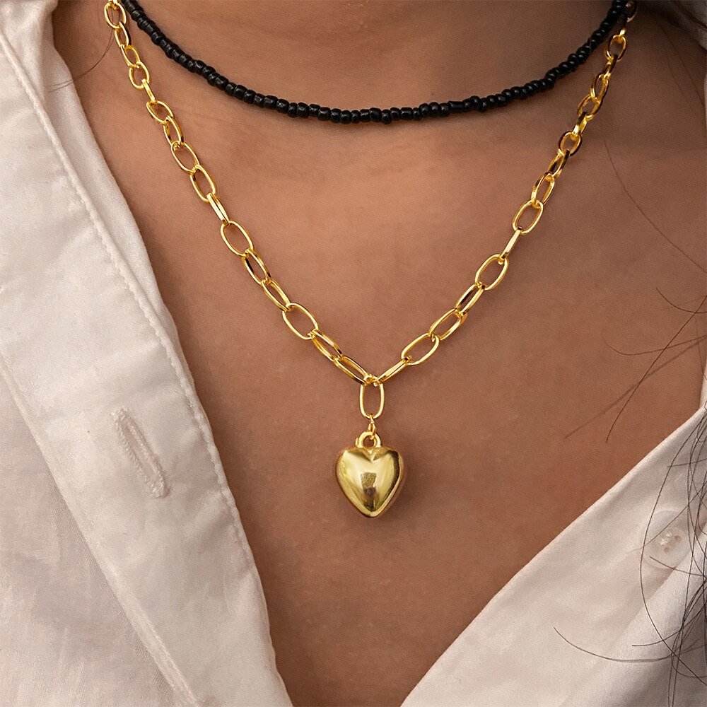 UsmallLifes King  New love pendant Double layer clavicle chain US Mall Lifes